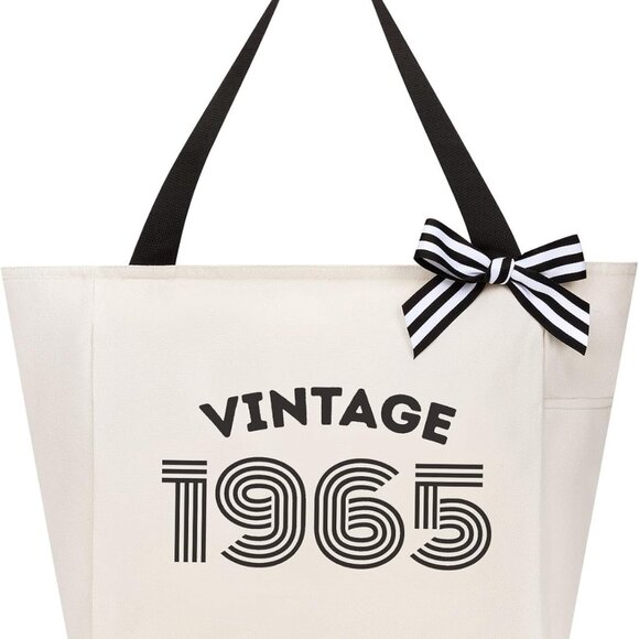 Vintage Tote Bag Womens 60th Birthday Gift Personalize 18x12in Water Resistant - Picture 1 of 6